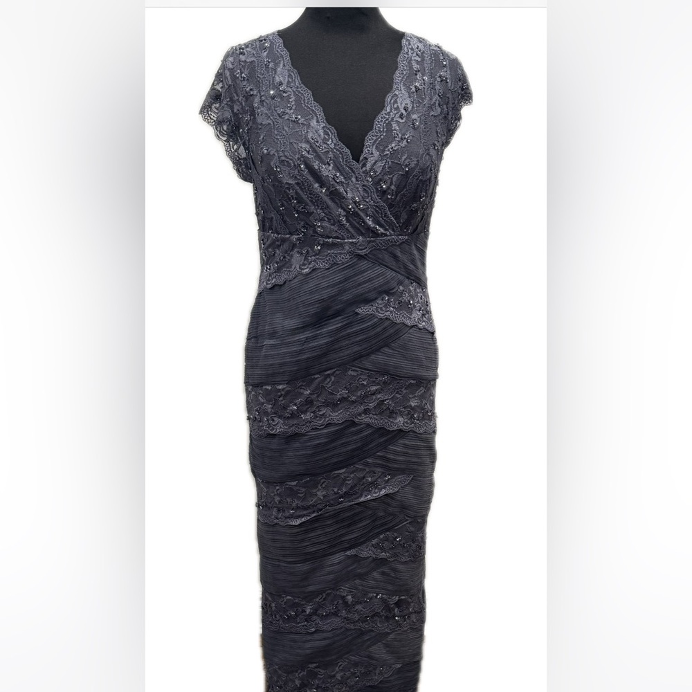 NWT MARINA gray sequin Lace Dress size 12